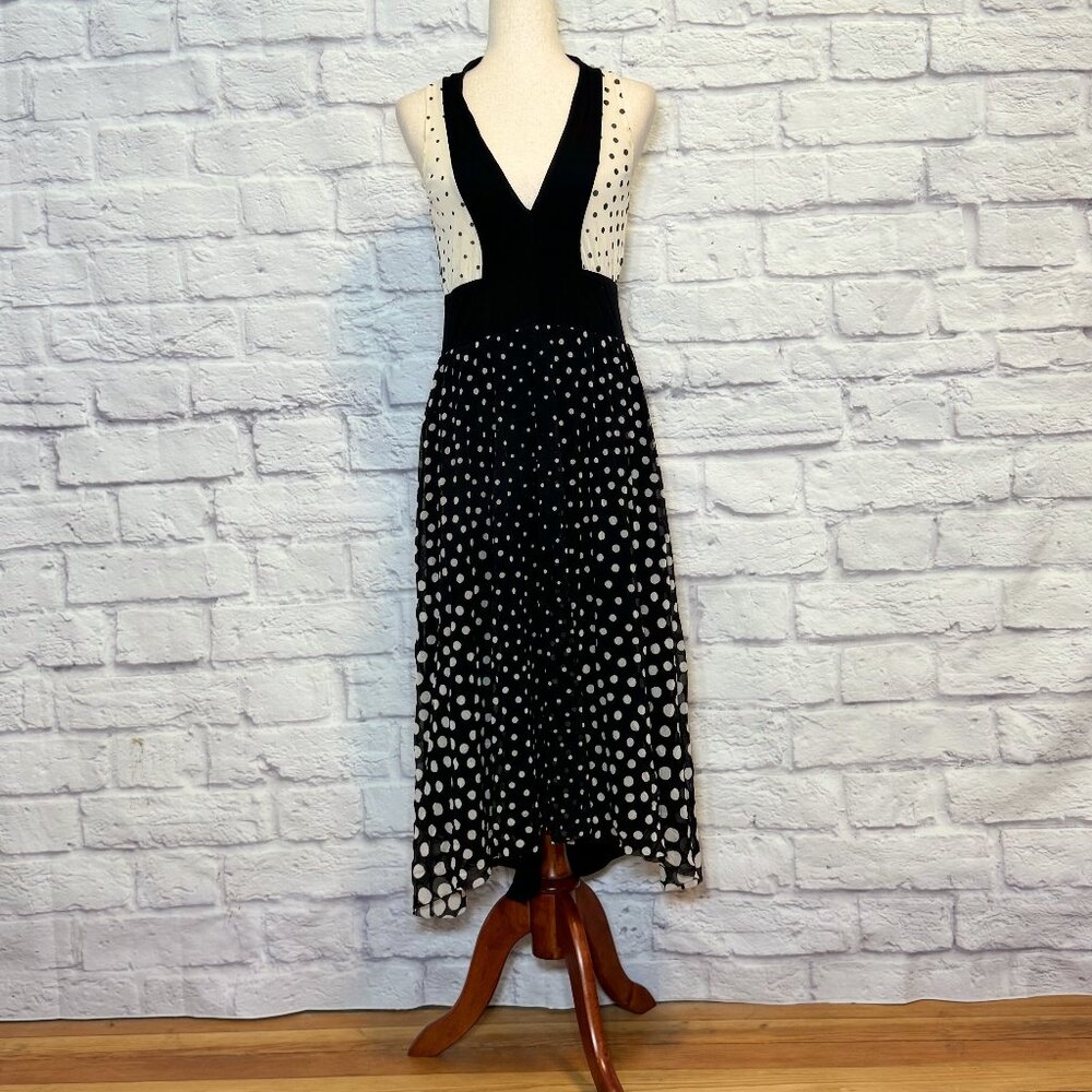 Fuzzi Black Polka Dot Midi Dress